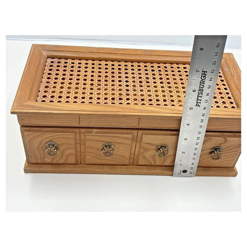 Vintage Wooden Music and‎ Jewelry Box with Brass Handles